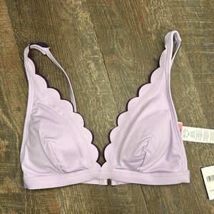 🦋NWT Kate Spade lilac scallop French v-neck bikini top XS